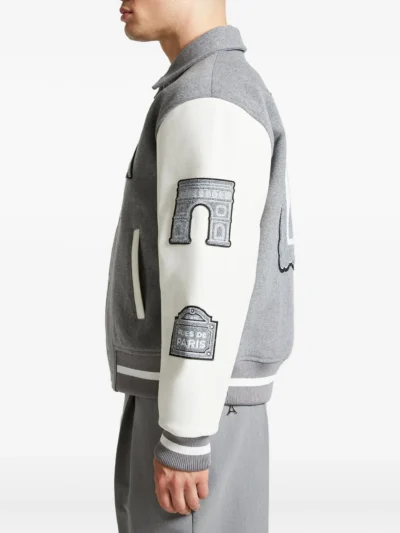 Men’s Grey Mona Lisa Wool-Blend Varsity Jacket