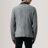 Men's Grey Suede Cafe Racer Jacket