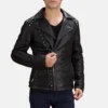 Men’s Midnight Black Studded Moto Leather Jacket