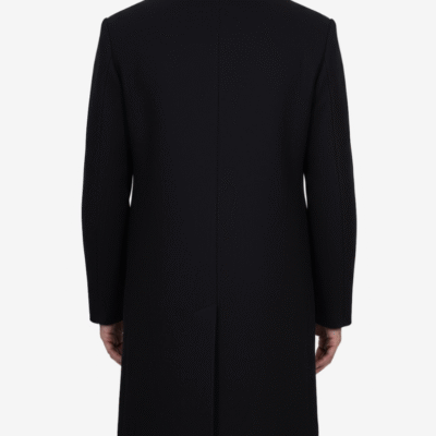Men’s Modern-Fit Black Wool Single-Breasted Coat