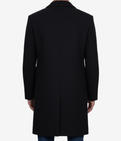 Men’s Modern-Fit Black Wool Single-Breasted Coat