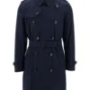 Men's Navy Blue Double-Breasted Trench Coat