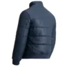 Men’s Navy Blue Quilted Bomber Leather Jacket