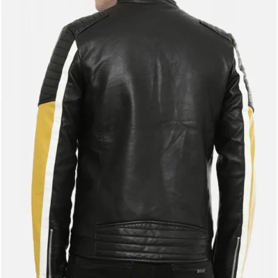 Men’s Premium Quilted Color-Block Leather Jacket