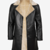Men’s Real Leather Mid-Length Black Shearling Coat
