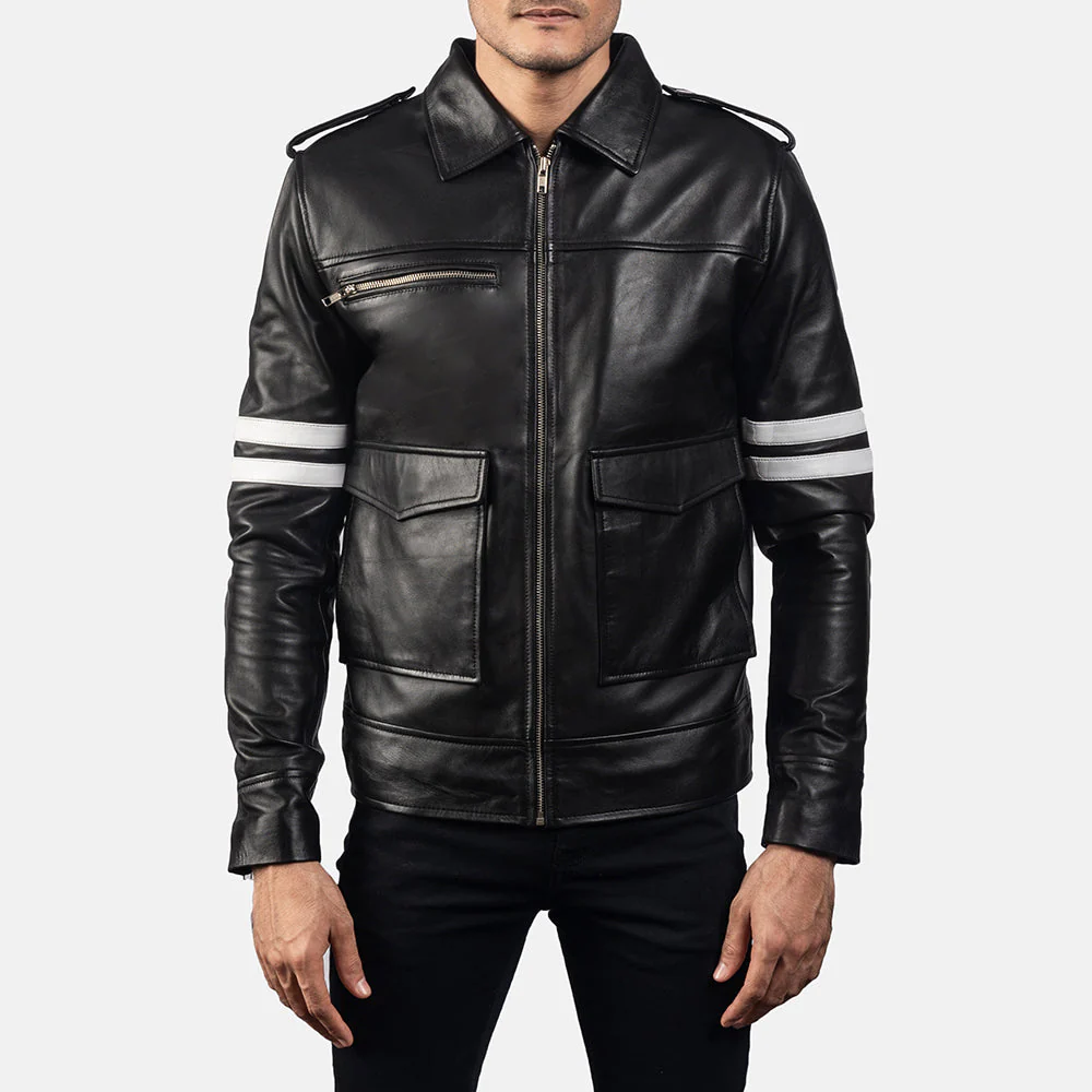 Men’s Rebel Black Leather Biker Jacket