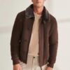 Men’s Tailored Brown Shearling Aviator Coat