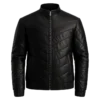 Men’s Urban Black Leather Puffer Jacket