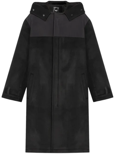 Mens's Black Hooded Trench Coat