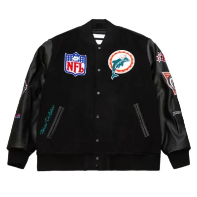 Miami Dolphins Retro Logo Blackout Varsity Jacket