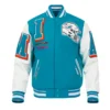 Miami Dolphins Ribbed Varsity Wool & Leather Jacket