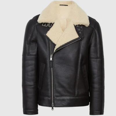 Midnight Black Shearling Flight Jacket