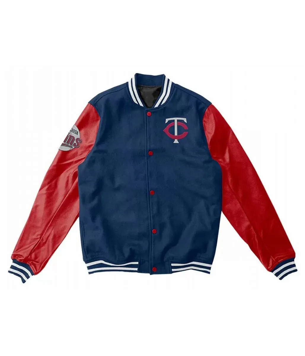 Minnesota Twins Blue & Red Wool-Blend Letterman Jacket
