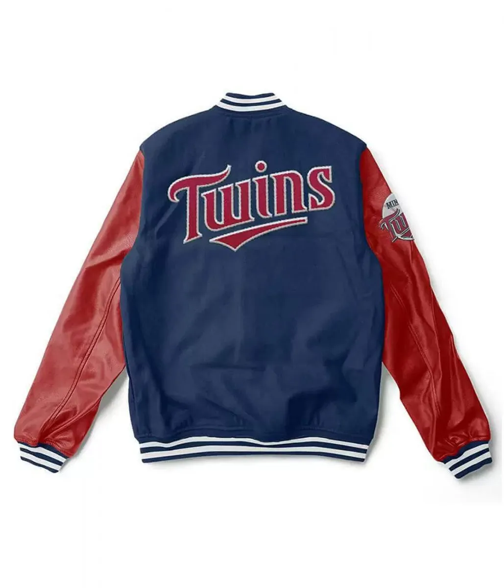 Minnesota Twins Blue & Red Wool-Blend Letterman Jacket