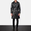 Modern Black Leather Duster Jacket