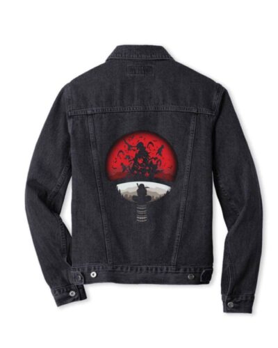 Naruto Red Moon Itachi Uchiha Streetwear Denim Jacket