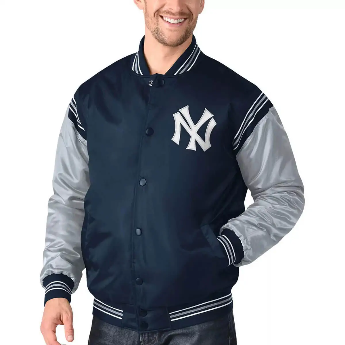 Navy-Gray-New-York-Yankees-Varsity-Satin-Jacket