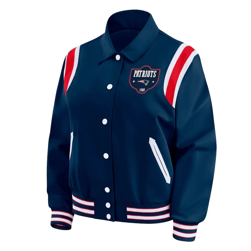 New England Patriots Navy Varsity Satin Jacket