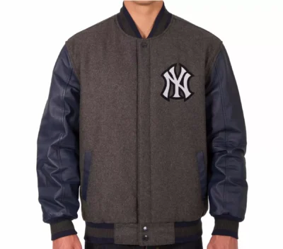 New-York-Yankees-JH-Charcoal-Navy-Varsity-Jackets front