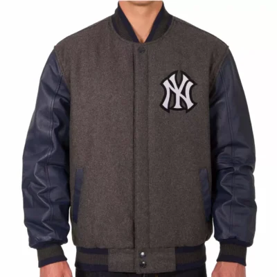 New-York-Yankees-JH-Charcoal-Navy-Varsity-Jackets front