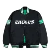 Philadelphia-Eagles-Green-And-White-Rib-Bomber-Black-Jacket