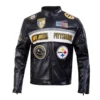 Pittsburgh Steelers Black Biker Leather Jacket