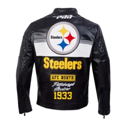 Pittsburgh Steelers Black Biker Leather Jacket