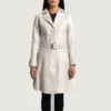 Premium Silver Leather Trench Overcoat