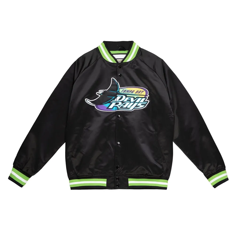 Rays Devil Rays Black Satin Varsity Jacket