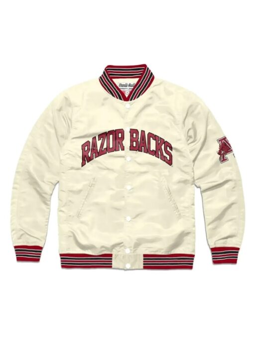 Phd Razorback Razorback Graduate Cream Satin Varsity Jacket