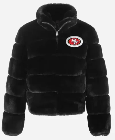 San-Francisco-49ers-Cuce-Black-Faux-Fur-Bomber-Jacket-For-Sale