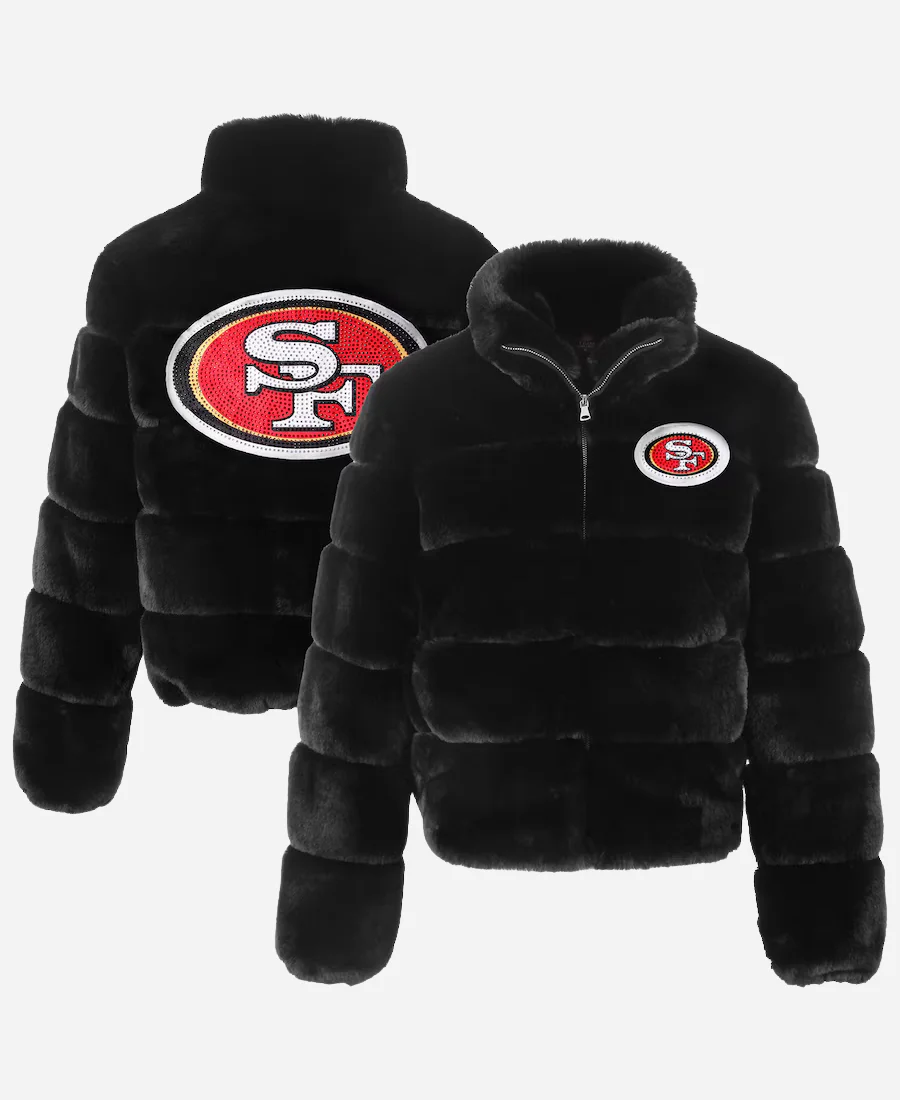 San-Francisco-49ers-Cuce-Black-Fur-Jacket
