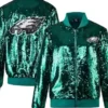 Shop-Womens-Philadelphia-Eagles-Green-Sequin-Bomber-Jacket-Sale