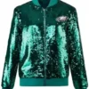 Shop-Womens-Philadelphia-Eagles-Green-Sequin-Bomber-Jacket