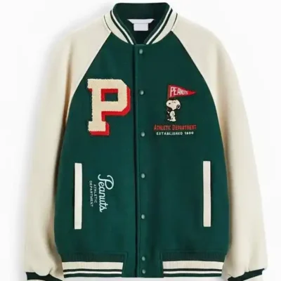 Snoopy Peanuts Patch Varsity Bomber Jacket