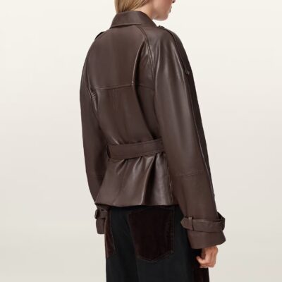 Stylish Cropped Leather Trench