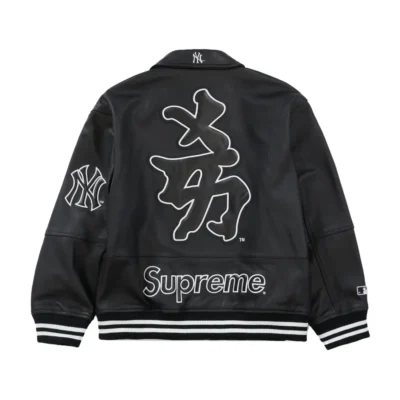 Supreme-New-York-Yankees-Kanji-Black-Leather-Jacket