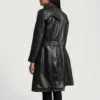 Susan Premium Black Leather Trench Overcoat