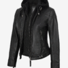 Tonja Hooded Women’s Real Black Leather Jacket