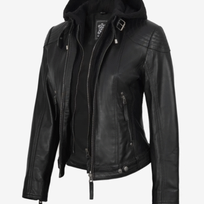 Tonja Hooded Women’s Real Black Leather Jacket