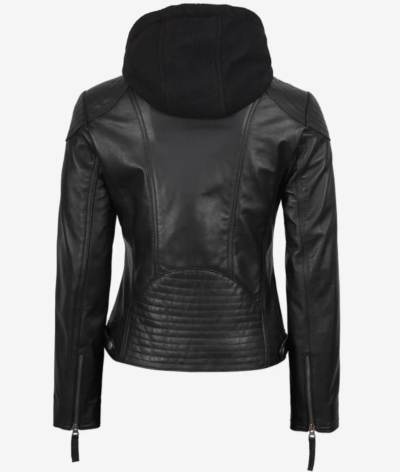 Tonja Hooded Women’s Real Black Leather Jacket