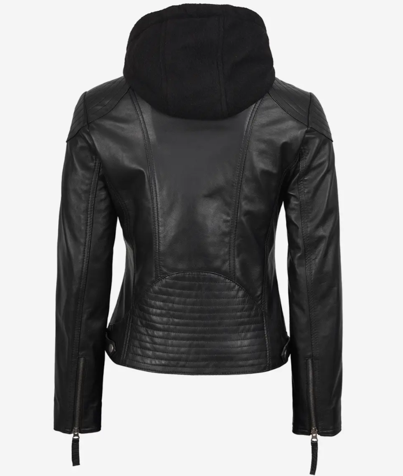 Tonja Hooded Women’s Real Black Leather Jacket