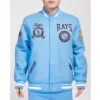 University Blue Tampa Bay Rays Crest Emblem Wool Jacket