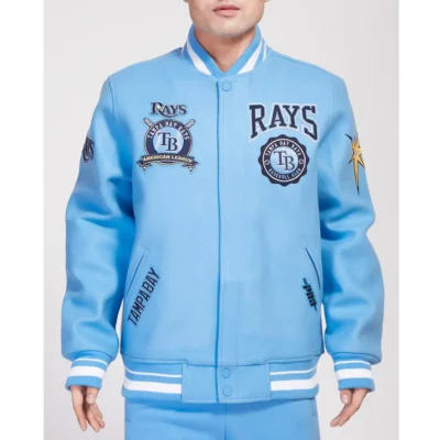 University Blue Tampa Bay Rays Crest Emblem Wool Jacket