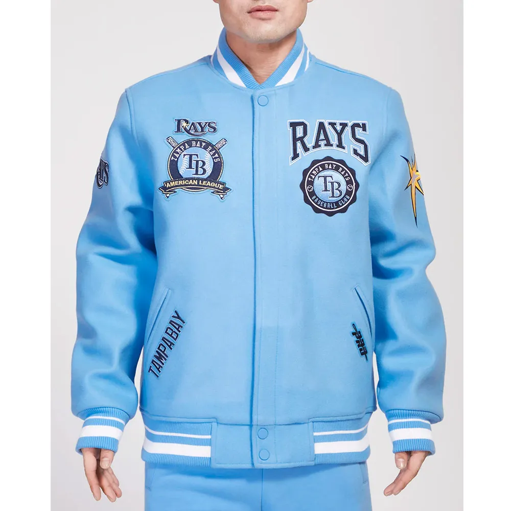 University Blue Tampa Bay Rays Crest Emblem Wool Jacket