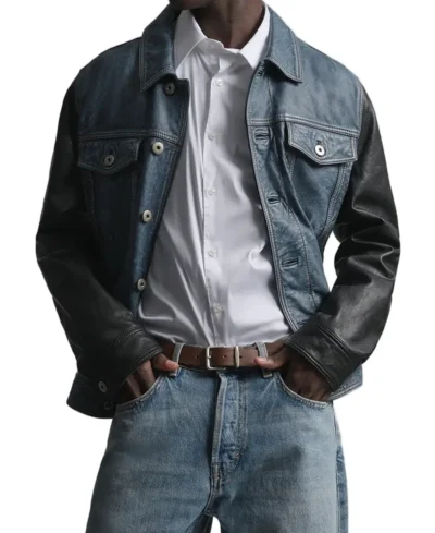 Wilson Beckham Two-Tone Blue and Black Denim Jacket