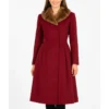 Women’s 1940s Red Double-Breasted Fur Collar Coat