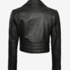 Women’s Asymmetric Black Biker-Style Cropped Leather Jacket