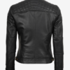 Women’s Black Leather Biker Jacket with Gold Accents
