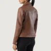 Women’s Brown Classic Collar Moto Leather Jacket